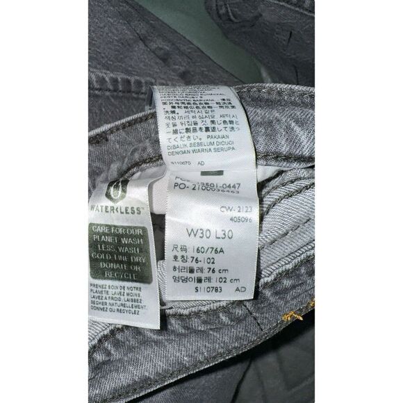 LEVI Denim Jeans 501 Original High Rise Straight Leg Button Fly Gray 30x30 NWT - Picture 5 of 6